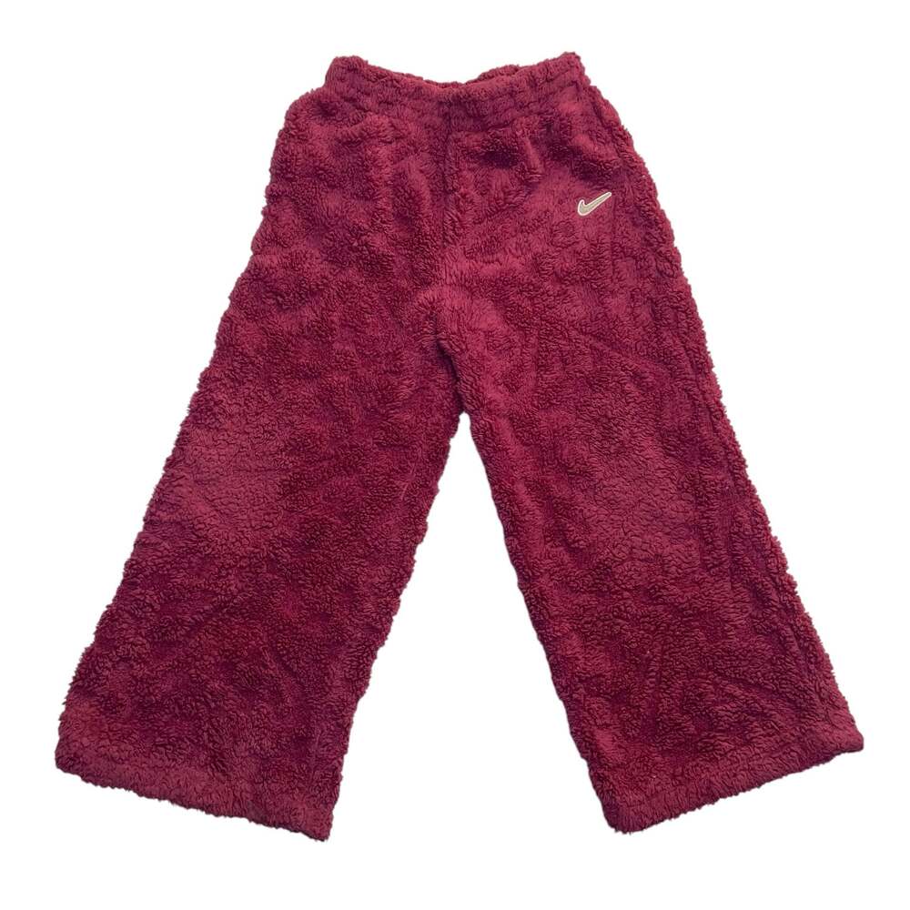 Nike Youth Sherpa Fleece Pants Burgundy Red Kids Size 6 5-6 Years Swoosh